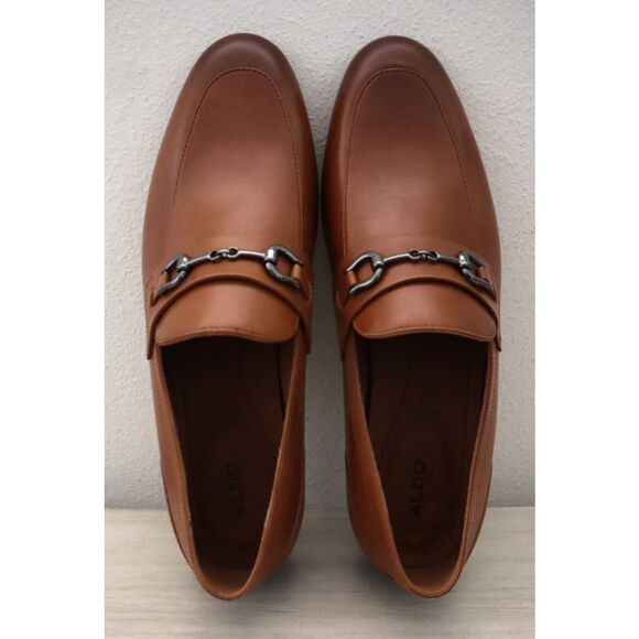 ALDO 220-001-043 Men's Sz 12D Cognac Brown Leather Smooth Marinho Loafers - Picture 2 of 13